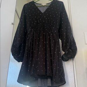 Promesa Black Mini Dress with White Accents